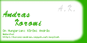 andras koromi business card